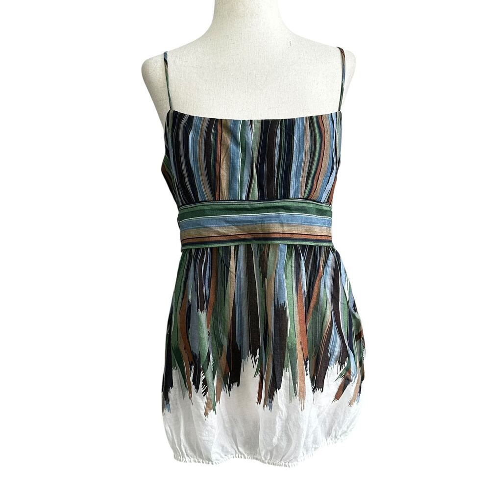 BCBG Maxazria Multicolor Stripe Cotton Blouse Women's Size Medium | 38-4